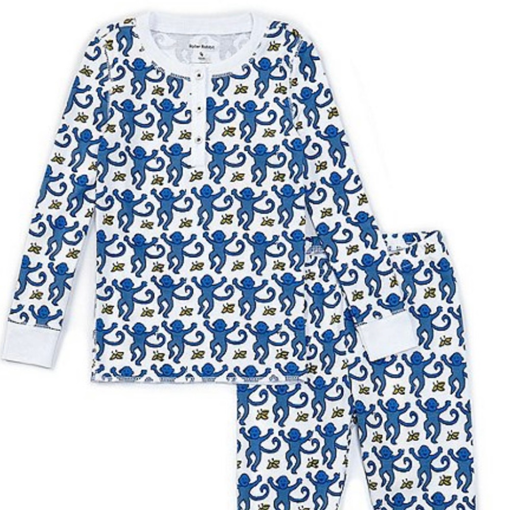 Kids size 10 Roller Rabbit Blue Monkey Pajamas